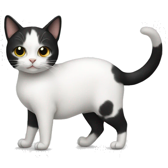 Three legged white cat with black patches emoji