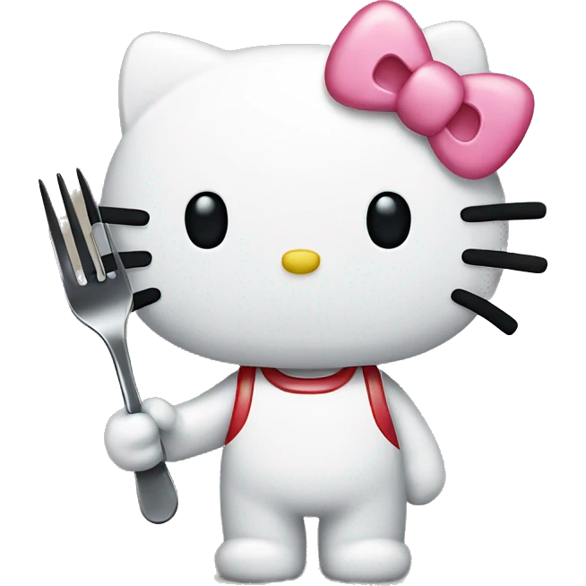 Hello kitty holding a fork emoji