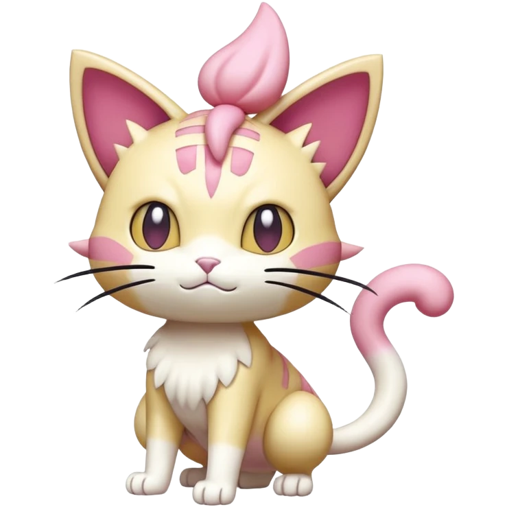 Shiny Skitty-Meowth-Pokémon-Fakémon-hybrid-creature (full body) emoji