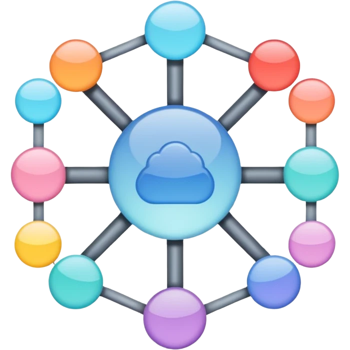 Can you create a picture for an AI LLM model router showing it as a hub connecting different LLMs? Make it pastel colored and abstract
 emoji
