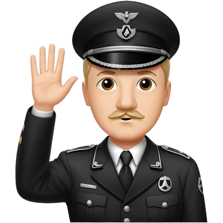 Hitler raising one hand straight out like a Sieg Hail salute in Black SS uniform. The arm must be straight out emoji