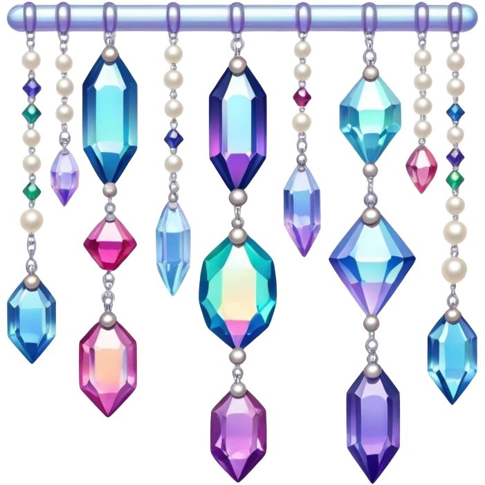 Iridescent big giant glistening glossy sparkly shiny glittery hanging crystals pearls and beads and gemstones decorations emoji
