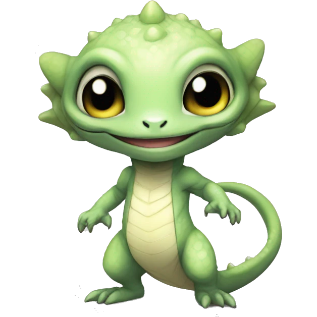 Chibi, White, Anthro-Sona-Lizard-Alien-Fakémon, Full Body emoji