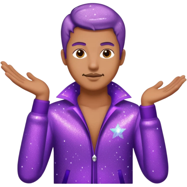 man supervisor wearing glitter purple glittery clothes emoji