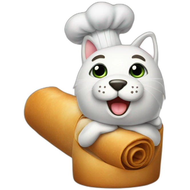 roll stands on his apron paws emoji