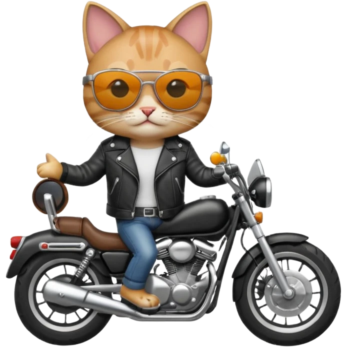 Cat with sunglasses on a motor cycle  emoji