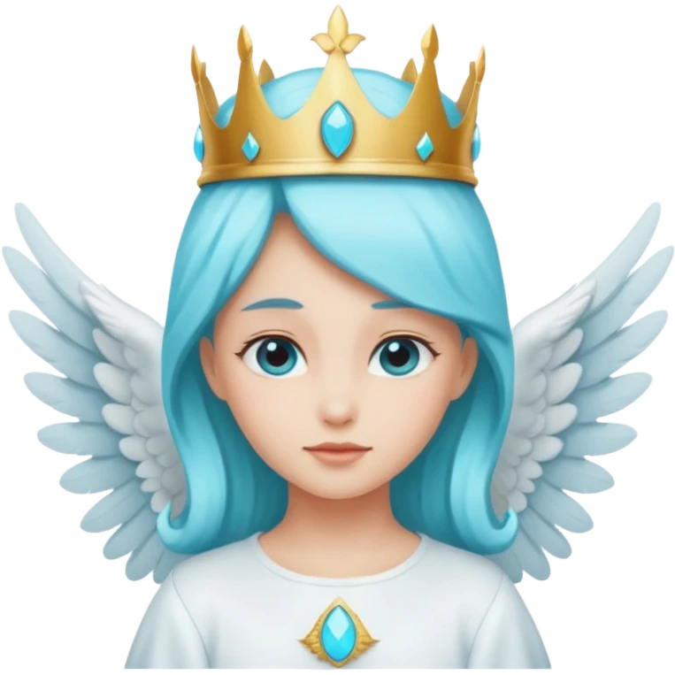 an angel with a cyan crown on her head, 4 wings emoji