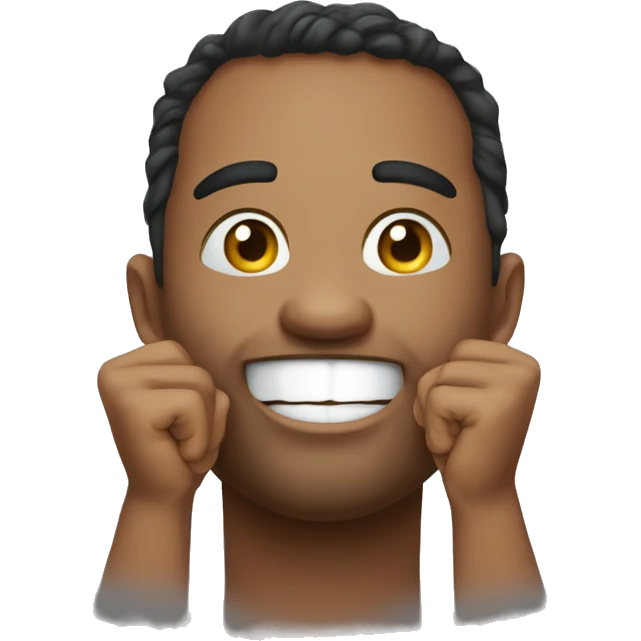 I want a smiley face in the middle, two hands on the side pointing down, use this as a inspiration 🤗 emoji
