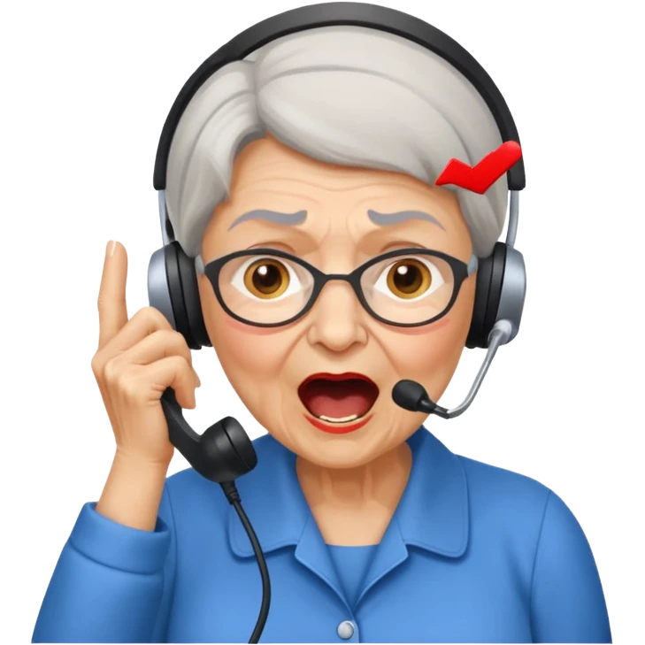 grandmother call center operator shouting “That's the one” in Russian emoji