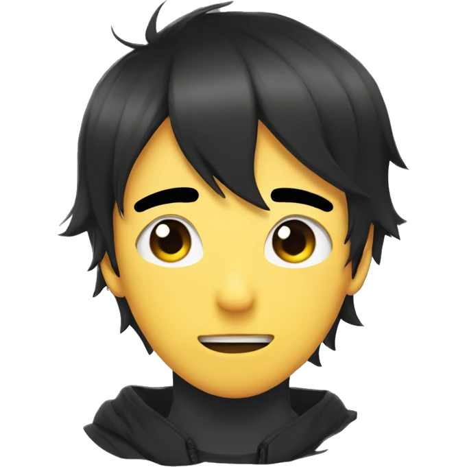 Anime boy with mask on his face and black hair falling over his eyes emoji