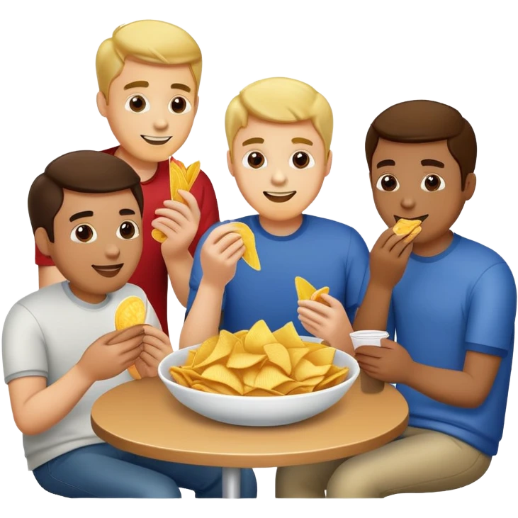 Men eating chips emoji