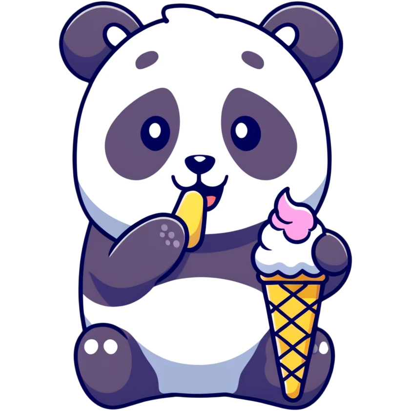 Panda eating ice cream emoji