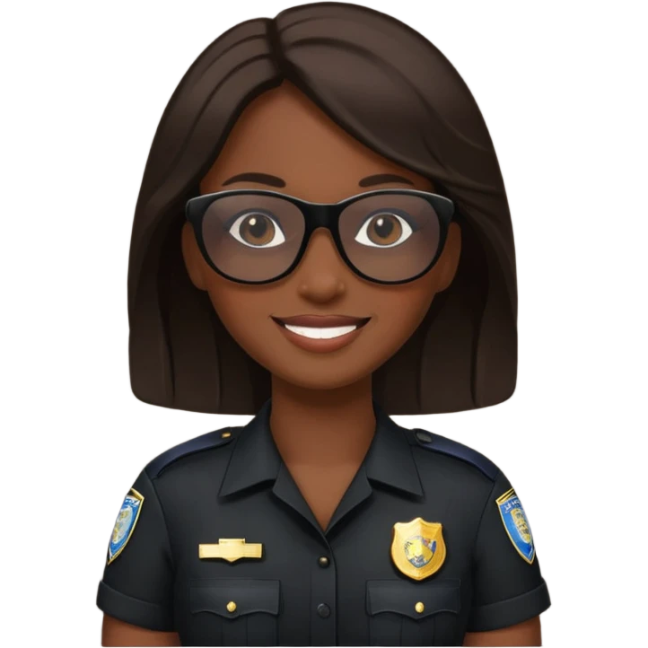woman police wearing black dress with sun glasses emoji