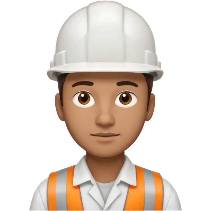 25-year-old man, engineering graduate, dark brown eyes, white hard hat, and light brown skin tone emoji