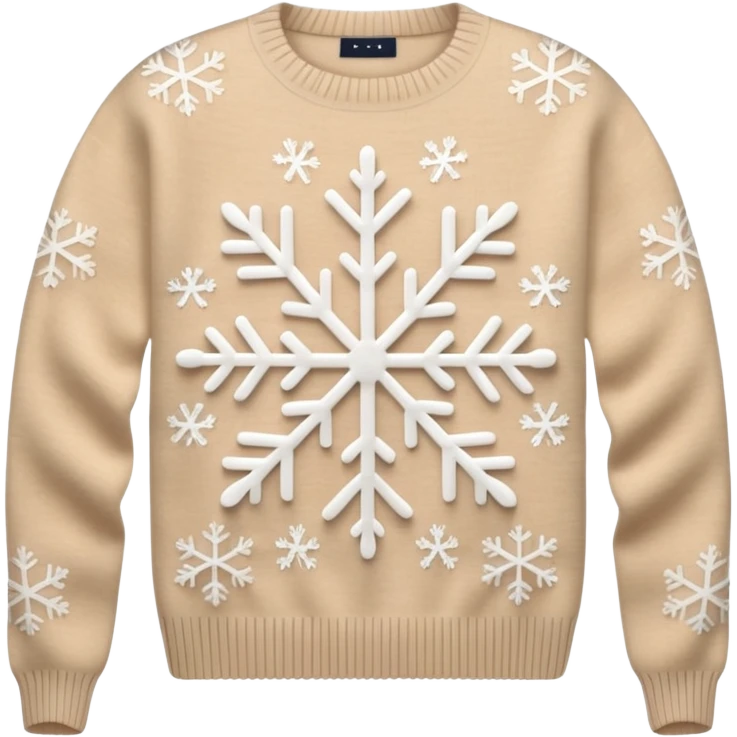 Light beige knitted sweater with white snowflake prints on it emoji