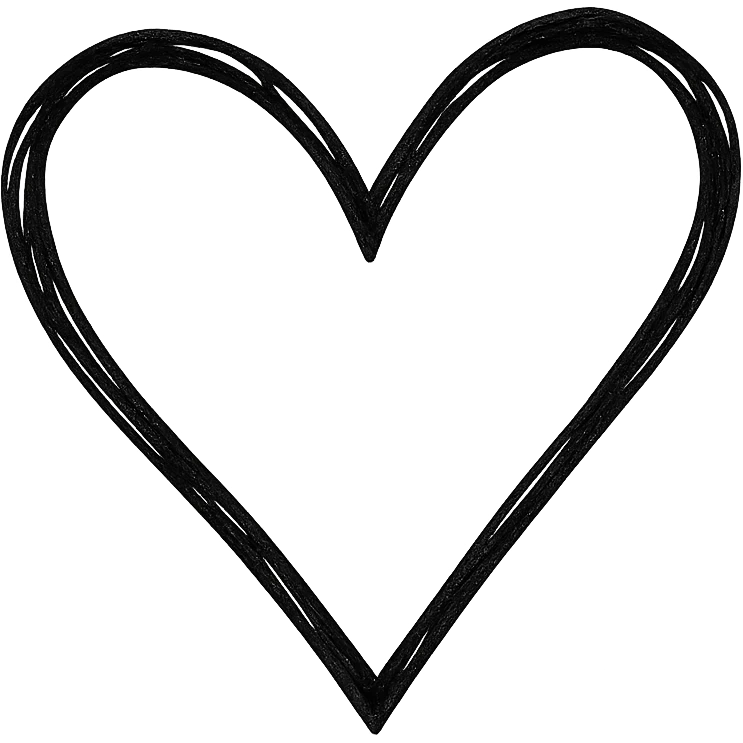 black goth heart hand drawn outline icon emoji
