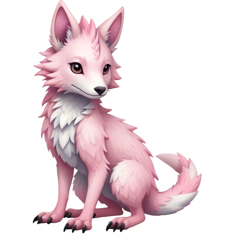 Feral Rare Fantasy cute ethereal pastel pink Vernid-Sergal-Trico-species by LiLaiRa, markings, full body, 4 legs emoji