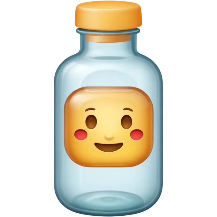 iOS-style emoji of a small medicine bottle. Rounded shape, clear label, simple clean design, smooth gradients, no background emoji