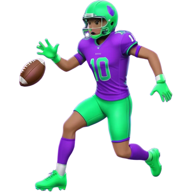  sports icon in neon purple and green, football fifa emoji