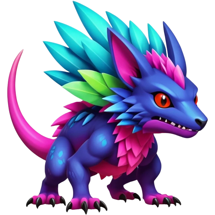Dark bright neon colorful edgy exotic Fakémon-Pokémon-Vernid-creature emoji