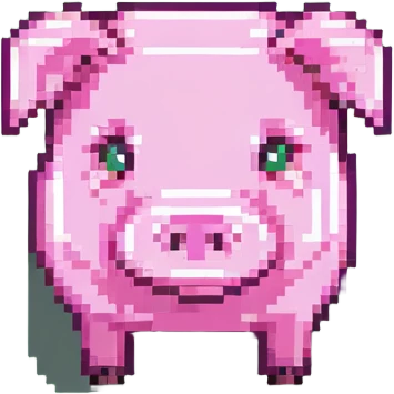 Minecraft pig, full body, pink blocky animal with square head and square body emoji