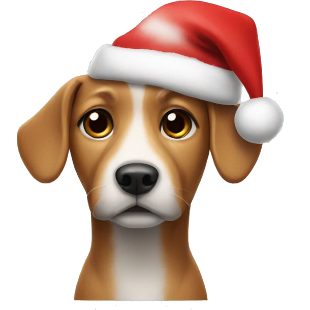 Dog wearing a christmas hat emoji