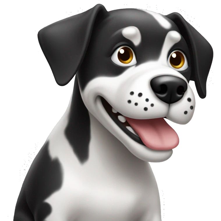 Black and white Dog throwing up sitting on the ground emoji