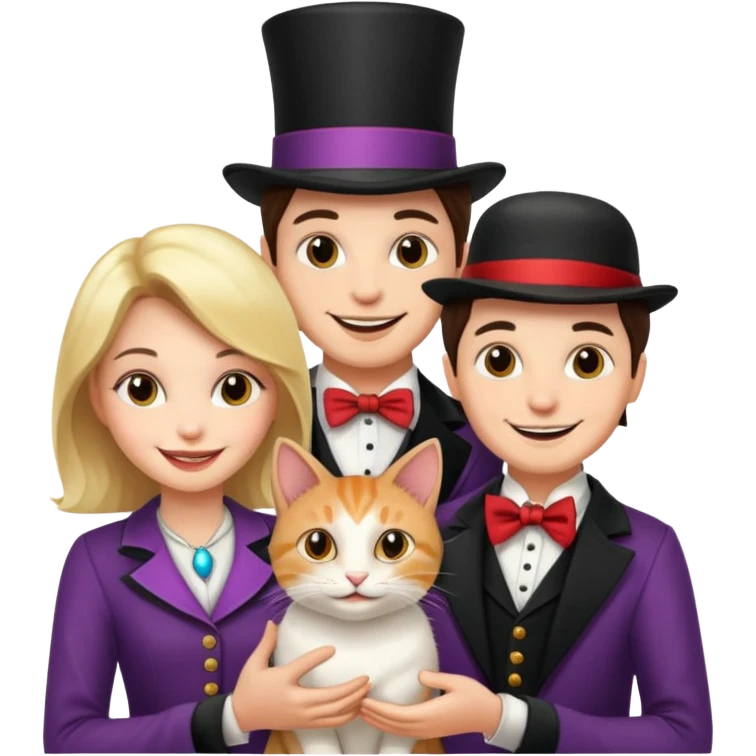 magician couple and their pet cat emoji
