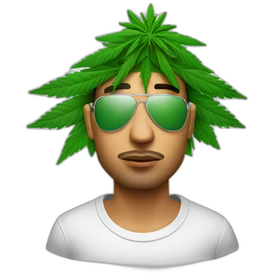 homme qui fume du cannabis avec un teeshirt amsterdam emoji
