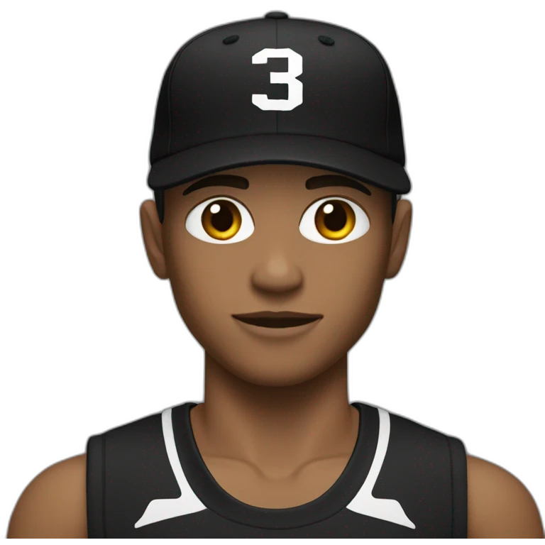 White skin Athlete with black hat and black track suit emoji