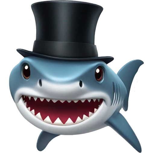 Shark with a top hat emoji