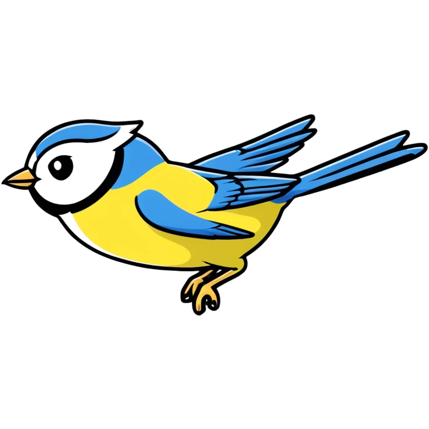 Eurasian blue tit bird flying in the air emoji
