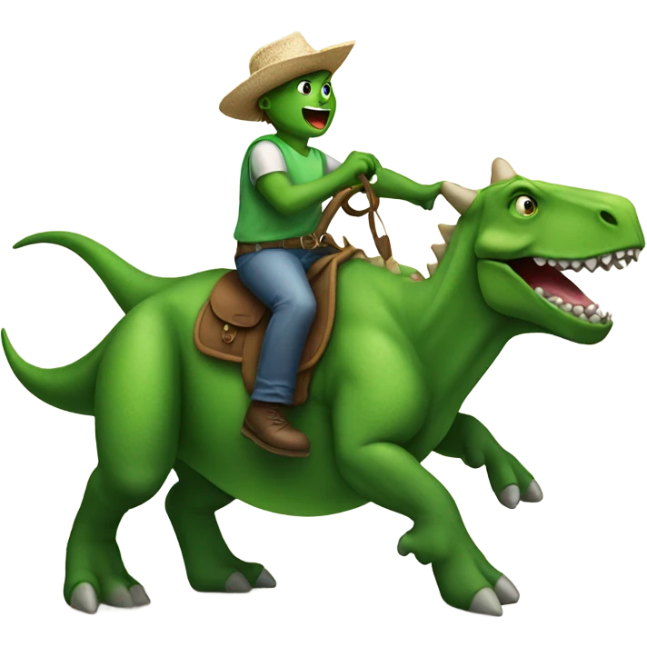 green dinosaur riding a bull emoji