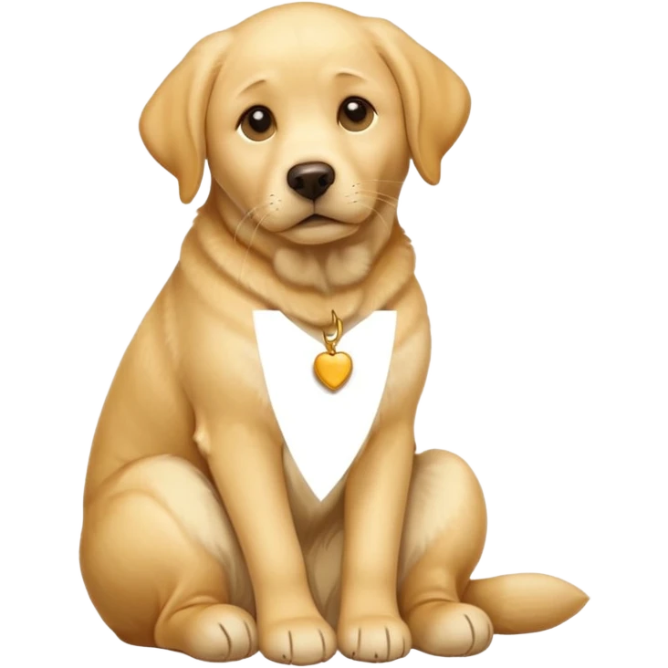 yellow labrador retriever sitting, paw on chin, thoughtful expression, emoji style emoji
