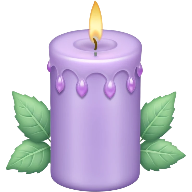 Pastel shiny sparkly cute Lavender lilac candle light with pastel petals and ivies emoji
