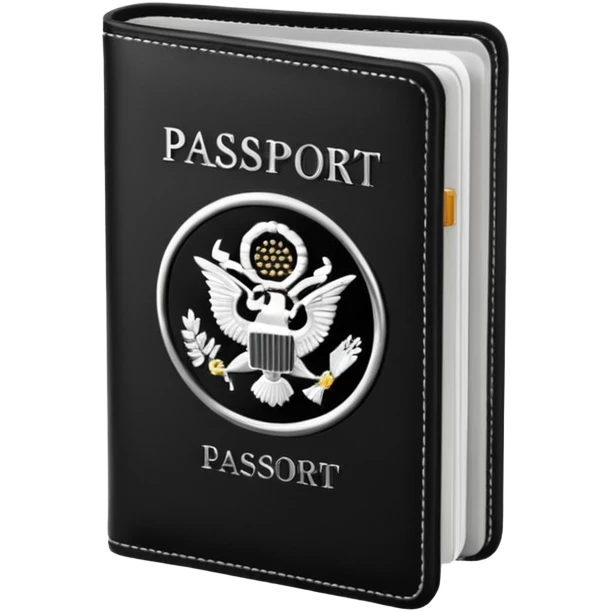 black passport with minimal silver details emoji