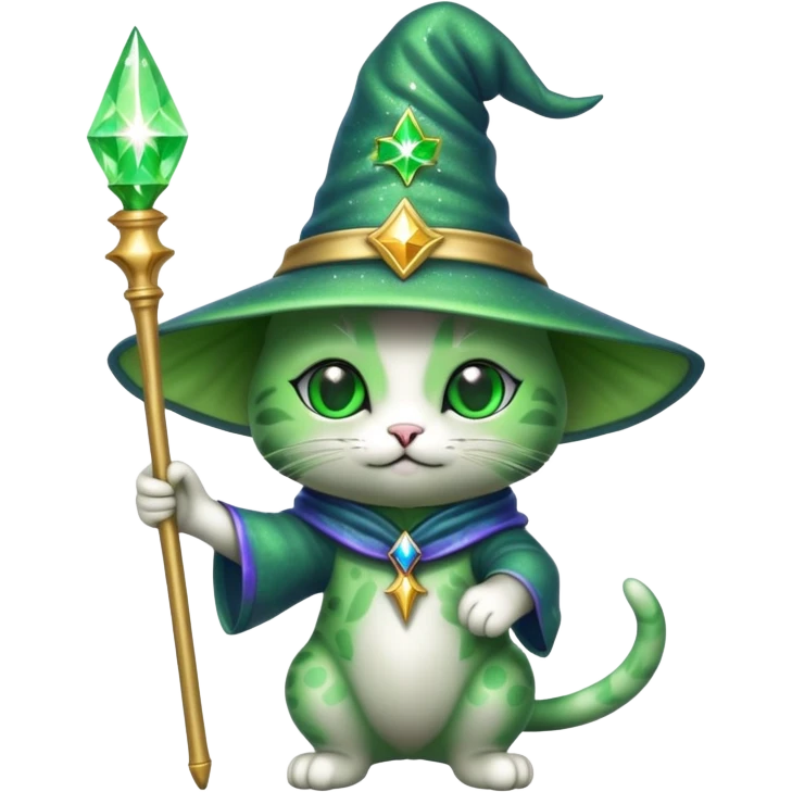 alien cat wizard with sparkles emoji