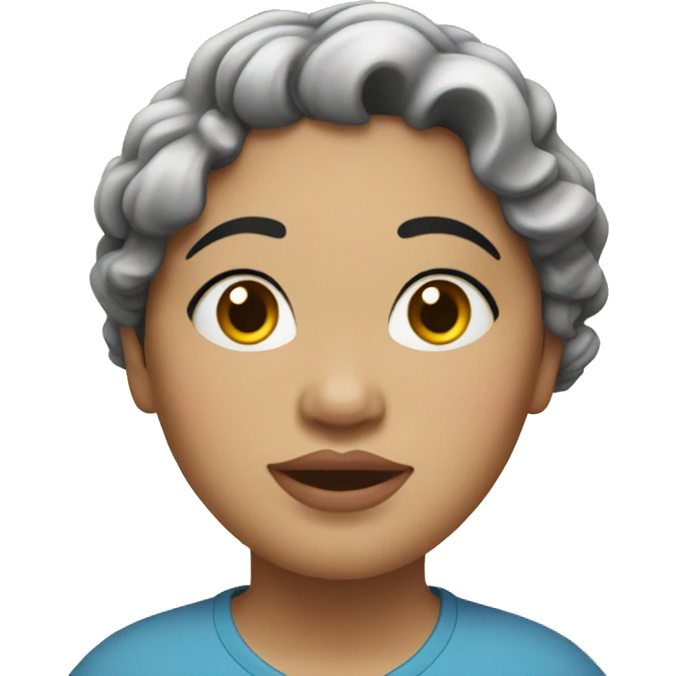 Southeast Asian woman, overweight, with black wavy curls. emoji