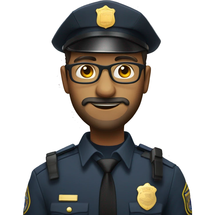Un chico con piel blanca con barba con lentes y vestido de policia emoji