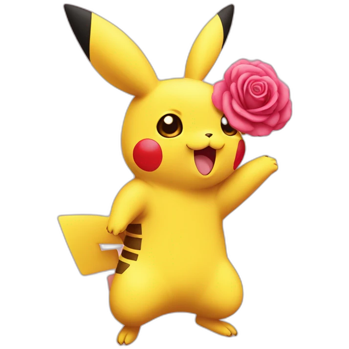 Picachu enamorado con una rosa en la Mano emoji