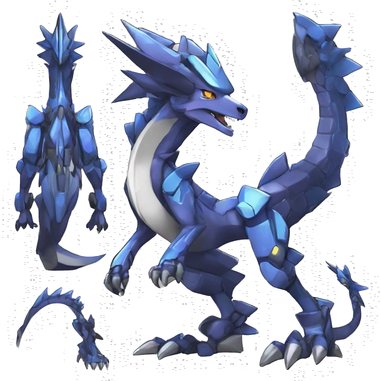  Edgy Shiny Futuristic Digimon-Fakemon-Reptile-Dragon-Sergal-Mecha full body emoji