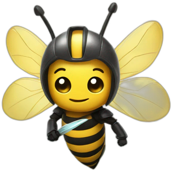 a bee with the cloud buster sword emoji