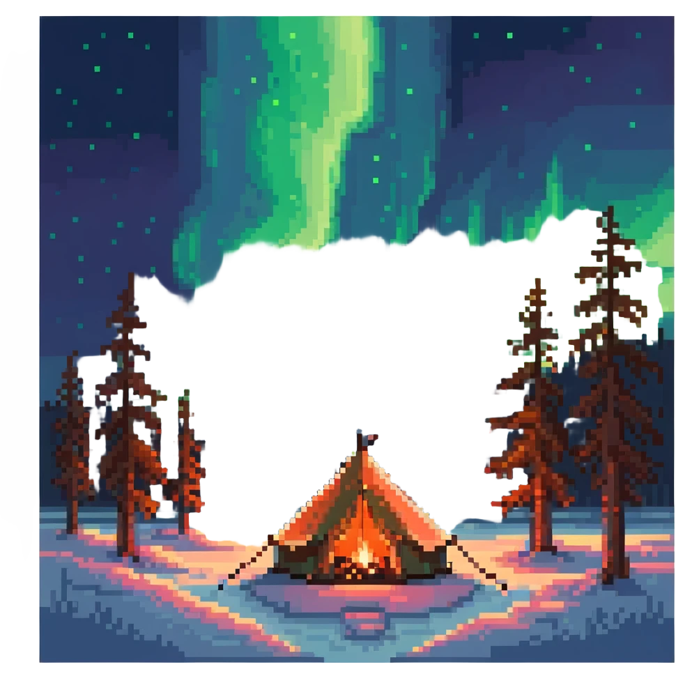 tent under northern lights emoji
