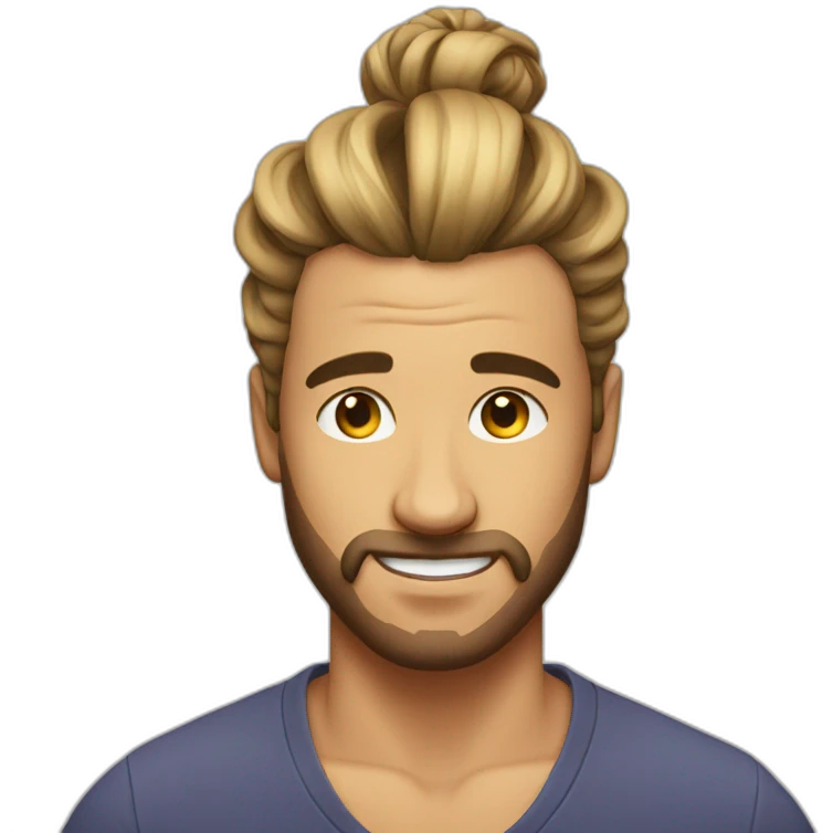 Guy with a man bun on the top and the sides is a fade emoji