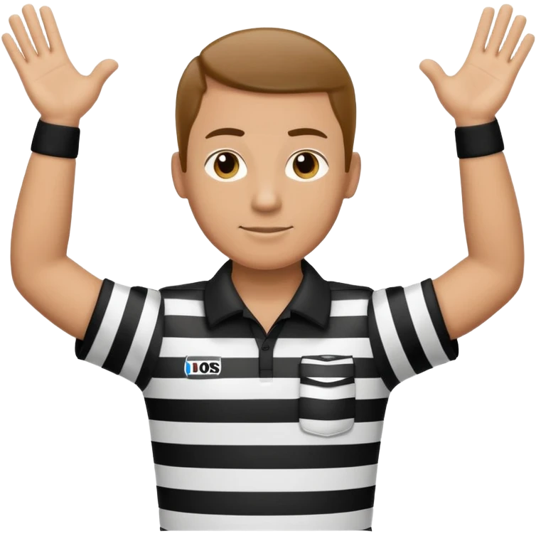 referee with raised arms crossed like an X emoji