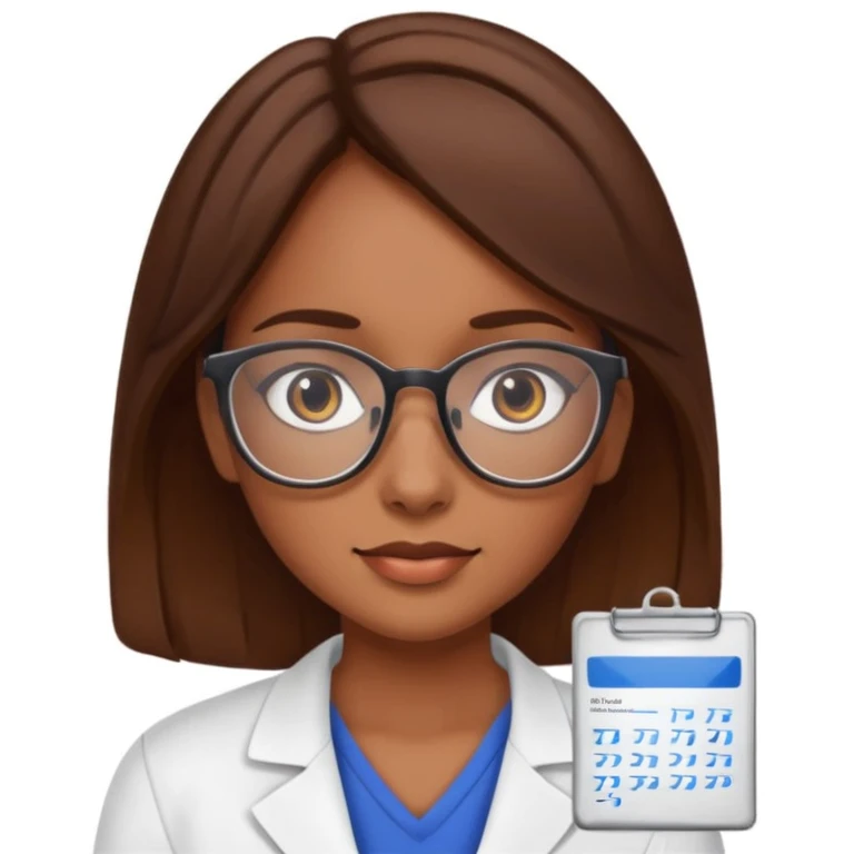 Chica morena con cabello café, lentes de graduación  emoji