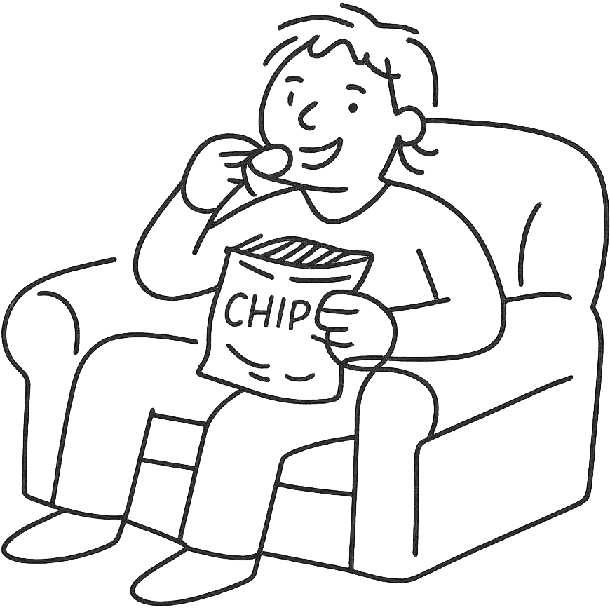 person eating chips on the couch emoji