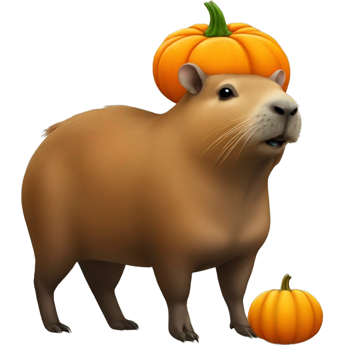 Capybara with pumpkin on head emoji