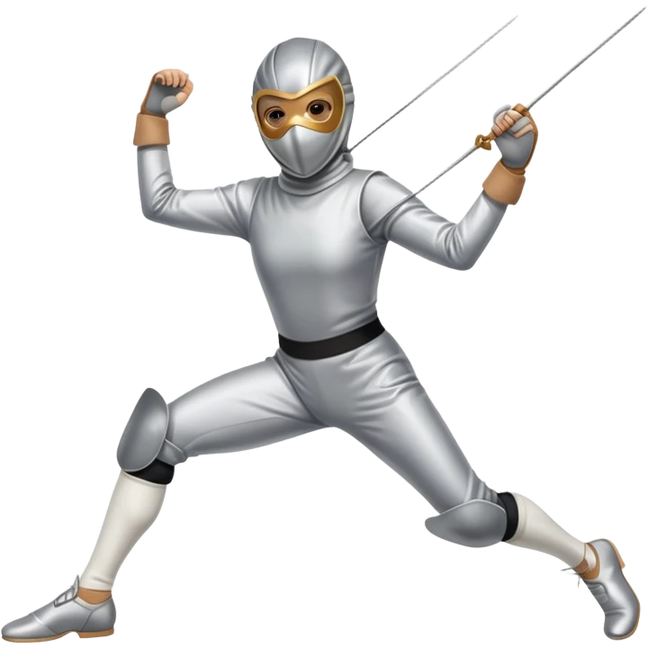 single fencer lunging, wearing mask and holding foil emoji