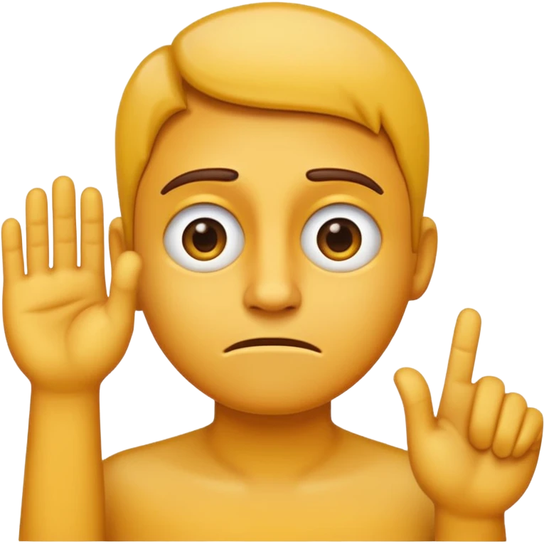 A straight face emoji with a slight look of disgust, a horizontal hand where the neck would be. All yellow emoji